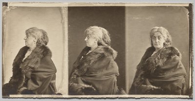 Porträtt av Ernestine Nadar, konstnärens fru, klädd i pälsstol av Nadar