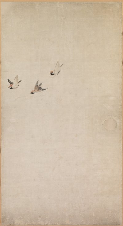 Valpar, sparvar och krysantemum, 1754-1799. av Nagasawa Rosetsu