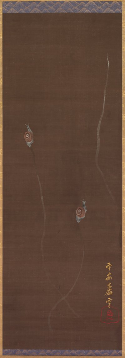 Sniglar på en vägg, 1700-tal. av Nagasawa Rosetsu