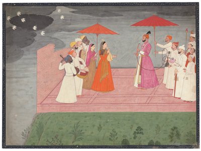 Musiker som spelar en raga för Balwant Dev Singh under regnperioden, ca 1745-50 av Nainsukh
