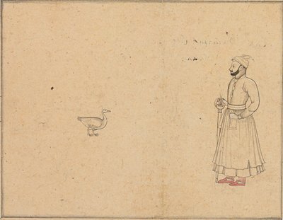 Raja Balwant Dev Singh och en svan, ca 1750-55 av Nainsukh