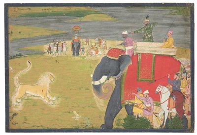 Raja Balwant Dev Singh på ett lejon shikaar, ca 1750 av Nainsukh