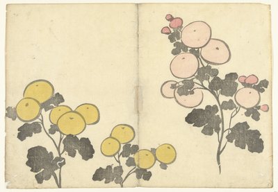 Stiliserade gula och rosa blommor Bildalbum av Korin (serietitel) Korin gafu (serietitel) av Nakamura Hochu