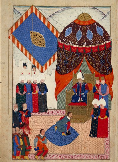Mottagandet av den ungerske kronprinsen Zsigismond Janos av Suleyman I den 29 juni av Nakkaş Osman