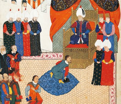 Mottagandet av den ungerske kronprinsen Zsigismond Janos av Suleyman I den 29 juni av Nakkaş Osman