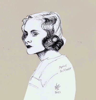 Daphne Du Maurier, 2021 (teckning) av Nancy Moniz Charalambous