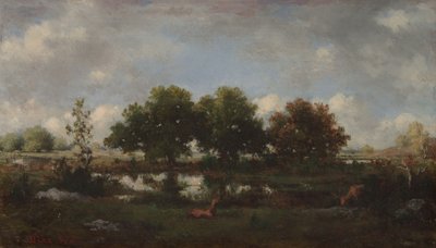 Skogslandskap med hjortar av Narcisse Virgile Diaz de la Peña
