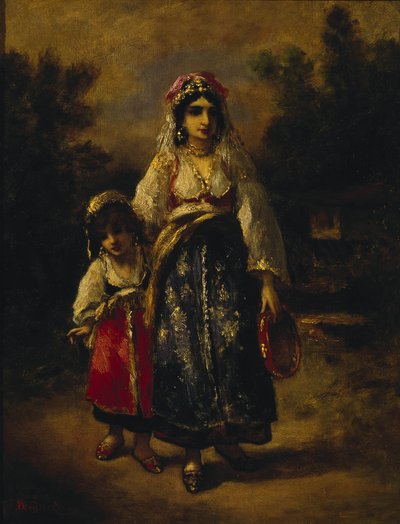 Kvinna och flicka av Narcisse Virgile Diaz de la Peña