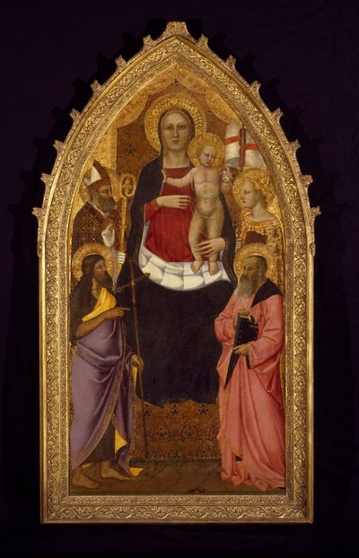 Madonna och barn som tronas med de heliga Zenobius, Johannes Döparen, Reparata och Johannes evangelisten av Nardo di Cione