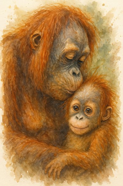 En öm omfamning från en orangutang av Natalie Bruns