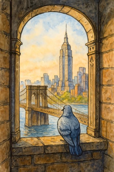Pigeons utsikt över New York av Natalie Bruns