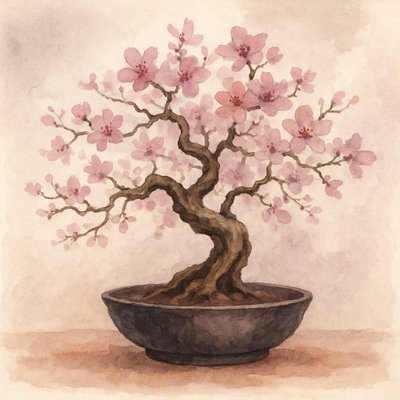 Bonsai med rosa körsbär av Natalie Bruns