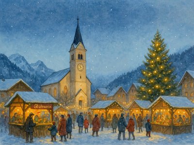 Julmarknad i Snowy Village av Natalie Bruns
