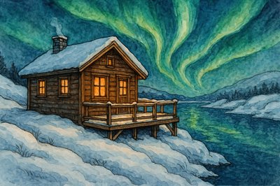 Vinterstuga och norrsken av Natalie Bruns