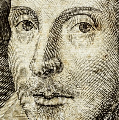 Detalj av porträtt av William Shakespeare på framsidan av Comedies, histories,  t... av Nathan Benn