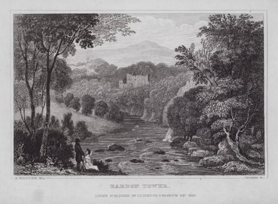 Bardon Tower (gravyr) av Nathaniel (after) Whittock