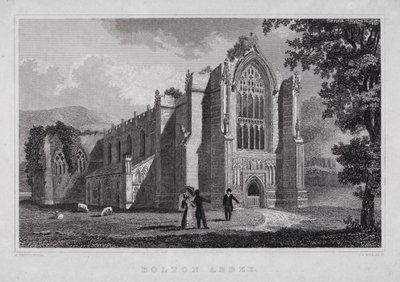 Bolton Abbey (gravyr) av Nathaniel (after) Whittock