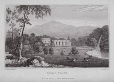 Bolton Priory (gravyr) av Nathaniel (after) Whittock