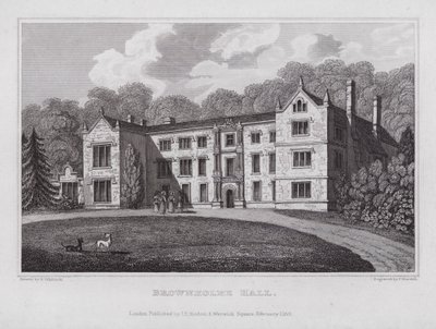 Brownholme Hall (gravyr) av Nathaniel (after) Whittock