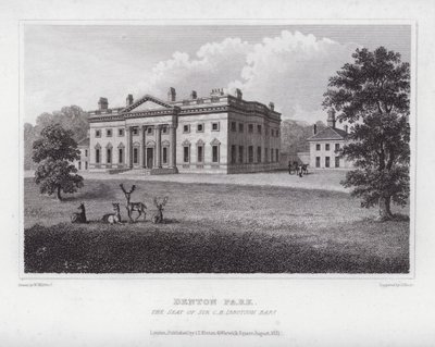 Denton Park, säte för Sir CH Ibbotson (gravyr) av Nathaniel (after) Whittock