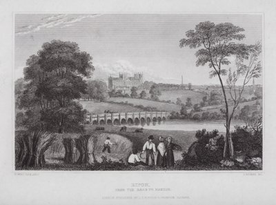 Ripon, från vägen till Masham (gravyr) av Nathaniel (after) Whittock