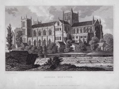 Rippon Minster (gravyr) av Nathaniel (after) Whittock