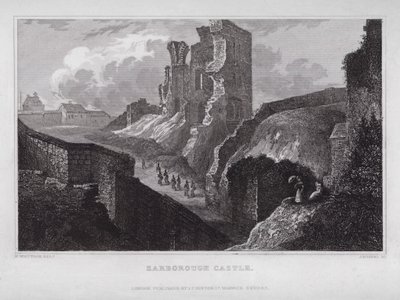 Scarborough Castle (gravyr) av Nathaniel (after) Whittock