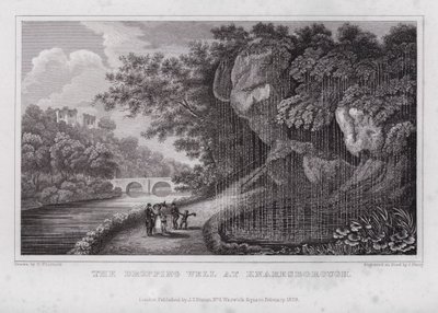 Den droppande brunnen vid Knaresborough (gravyr) av Nathaniel (after) Whittock