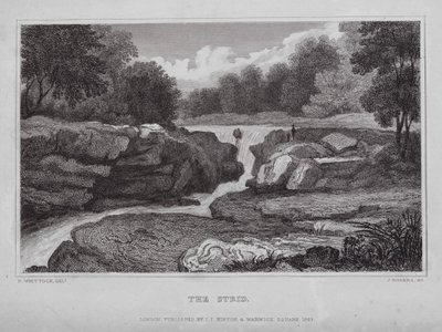 The Strid (gravyr) av Nathaniel (after) Whittock