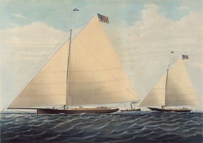 Cutter Yacht Scud of Philadelphia - modellerad av Robert L. Stevens, Esq., 1855. av Nathaniel Currier