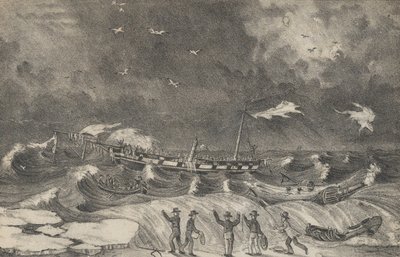 Det fruktansvärda vraket av Mexiko på Hempstead Beach, 2 januari 1837, 1848-56. av Nathaniel Currier