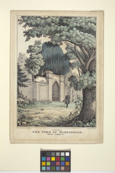 Lafayette at the Tomb of Washington (handfärgad litografi) av Nathaniel Currier