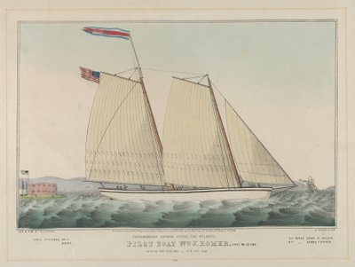 Pilotbåten William J. Romer, kapten McGuire, på väg till England den 9 februari 1846 (handfärgad litografi) av Nathaniel Currier