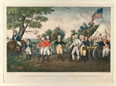 General Burgoynes kapitulation vid Saratoga, N.Y., 17 okt. 1777, efter originalmålningen av överste Trumbull i Kapitolium i Washington av Nathaniel Currier