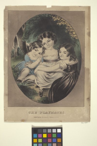 The Playmates (handfärgad litografi) av Nathaniel Currier