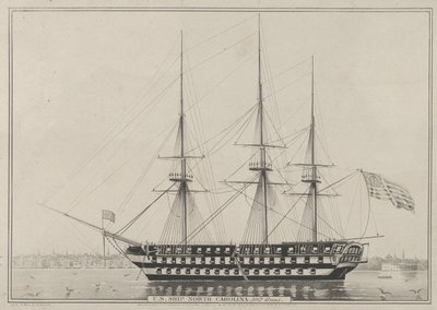 U.S. Ship North Carolina, 102 kanoner, 1843., 1843. av Nathaniel Currier