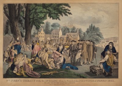 Wm. Penns fördrag med indianerna när han grundade provinsen Pennsa. 1661: Det enda fördrag som aldrig bröts av Nathaniel Currier