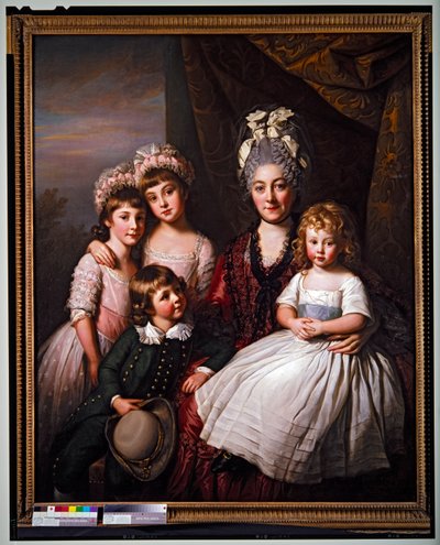 Lady Cooper omgiven av sina barn, odaterad (canvas) av Nathaniel Dance