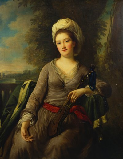 Porträtt av en dam, tros vara Mrs Wells av Nathaniel Dance Holland