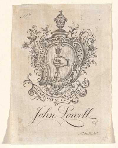 Bokskylt av John Lowell av Nathaniel Hurd