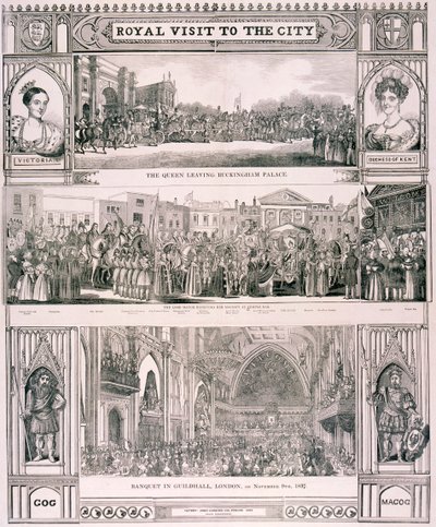Drottning Victorias besök i City of London, 1837 av Nathaniel Whittock