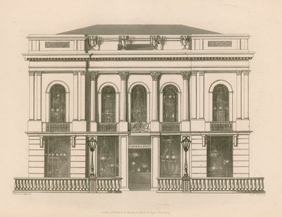 Butiksfront för Hancock och Dixon, Pall Mall East, London av Nathaniel Whittock