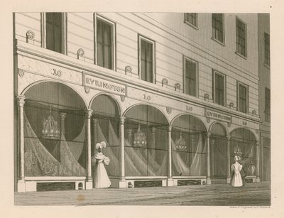 Butiksfasad för Messrs Everington, India shawl warehouse, 10 Ludgate Street, London. av Nathaniel Whittock