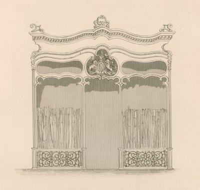 Butiksfasad i fransk Louis XIV-stil för Messrs Sangster, Umbrella and Stick Merchants, Regent Street, London. av Nathaniel Whittock