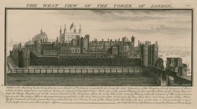 Den västra utsikten över Tower of London av Nathaniel and Samuel Buck