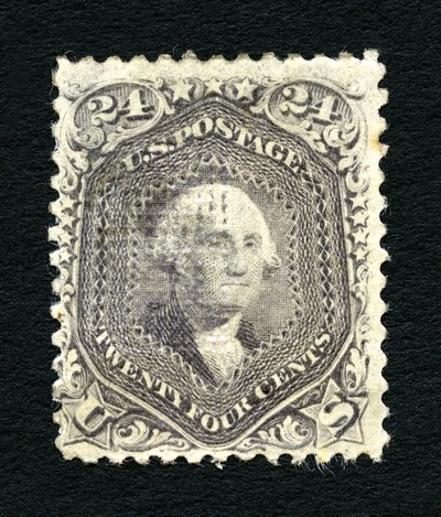24c Washington F Grill singel, 1867. av National Bank Note Company