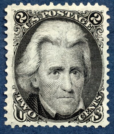 2c Andrew Jackson återutgiv singel, 1875. av National Bank Note Company
