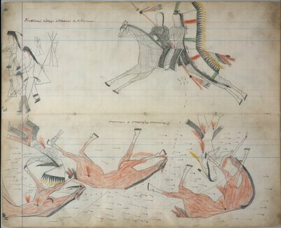 Cheyenner avvisade och sårade, ca 1877-79 (reskontraritning) av Native American