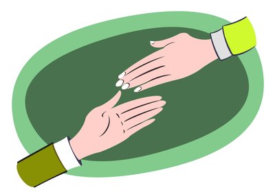 Hjälpande händer - Illustration av affärsverksamhetsallegorin av Neale Osborne