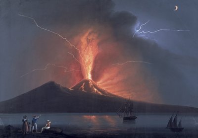 Neapel: Vesuvius utbrott, 22 oktober 1822 (gouache) av Neapolitan School